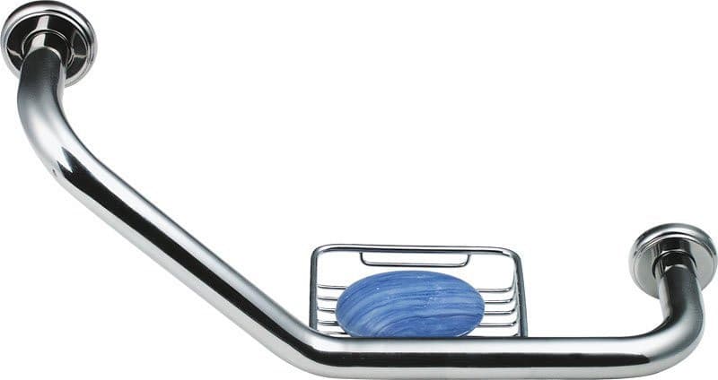 Poręcz z mydelniczką, 400x250x120 mm, stal nierdzewna polerowana