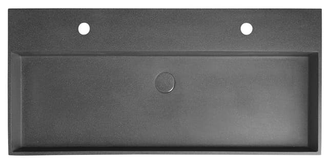 QUADRADO umywalka betonowa podwójna z odpływem, 96x44cm, czarny granit