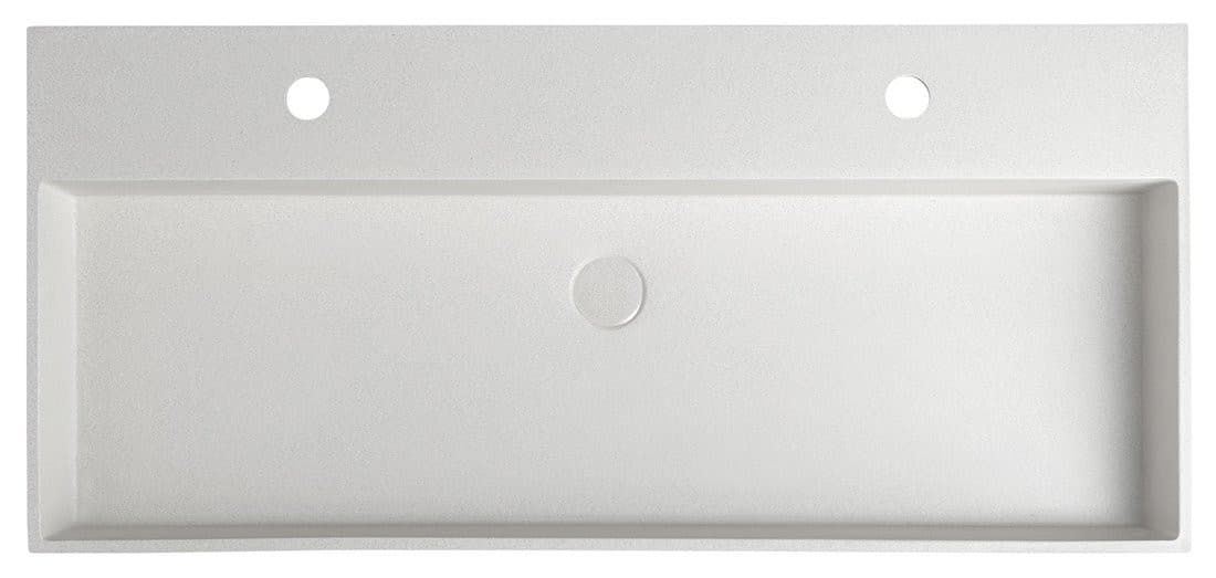 QUADRADO umywalka betonowa podwójna z odpływem, 96x44cm, biały piaskowiec