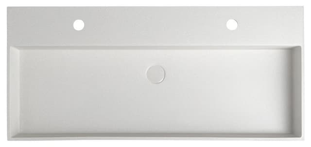 QUADRADO umywalka betonowa podwójna z odpływem, 96x44cm, biały piaskowiec