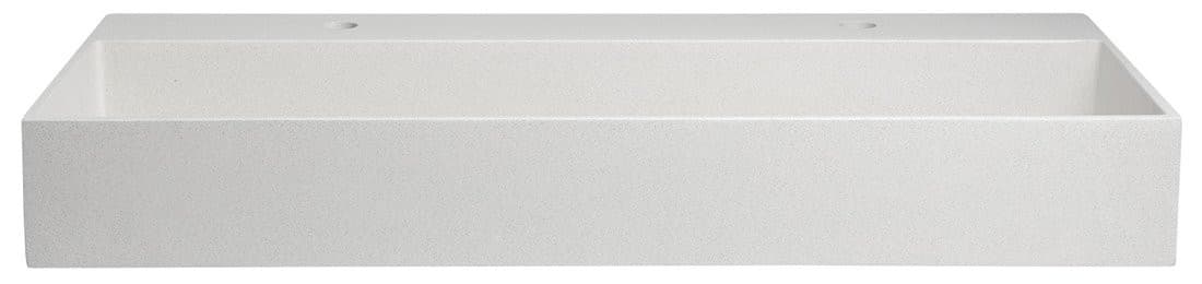 QUADRADO umywalka betonowa podwójna z odpływem, 96x44cm, biały piaskowiec