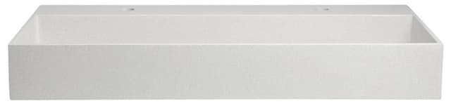 QUADRADO umywalka betonowa podwójna z odpływem, 96x44cm, biały piaskowiec