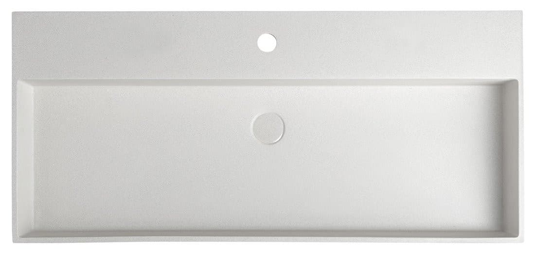 QUADRADO umywalka betonowa z odpływem, 96x44cm, biały piaskowiec