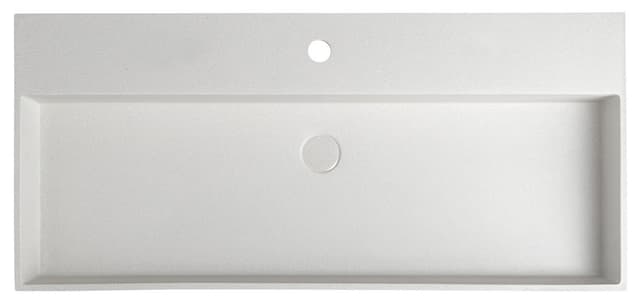 QUADRADO umywalka betonowa z odpływem, 96x44cm, biały piaskowiec