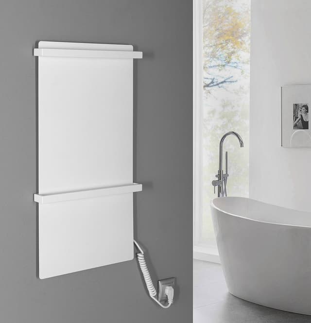 ELMIS elektryczna suszarka na ręczniki 400x800 mm, 120 W, aluminium, biały mat