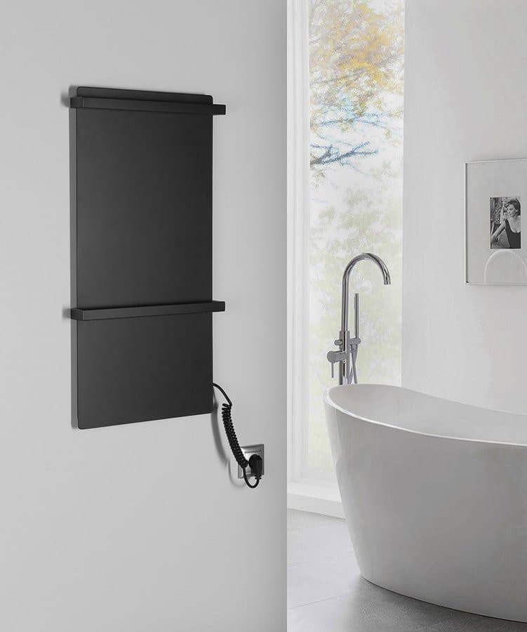 ELMIS elektryczna suszarka na ręczniki 400x800 mm, 120 W, aluminium, czarny mat