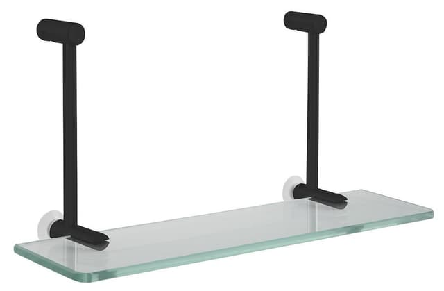 Półka szklana do powieszenia na kabinie prysznicowej 400x180x125mm, czarny mat