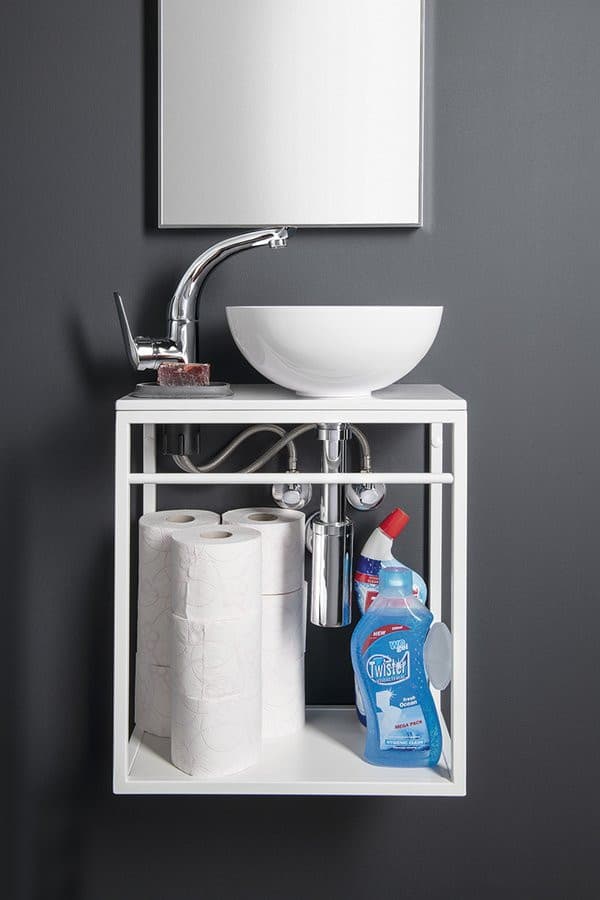 MINOR blat pod umywalkę 40x22,5cm, bateria po lewj stronie, kompozyt, biały