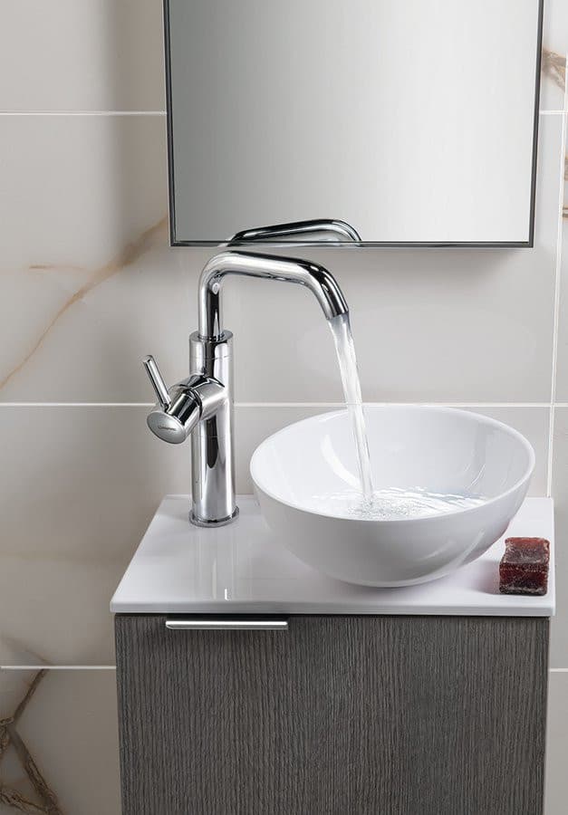 MINOR blat pod umywalkę 40x22,5cm, bateria po lewj stronie, kompozyt, biały