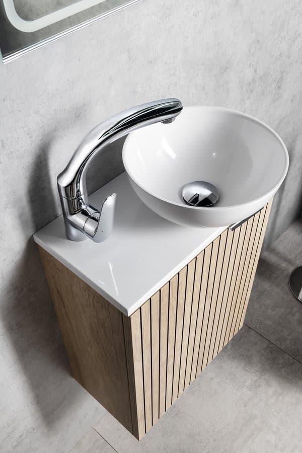 MINOR blat pod umywalkę 40x22,5cm, bateria po prawej stronie, kompozyt, biały