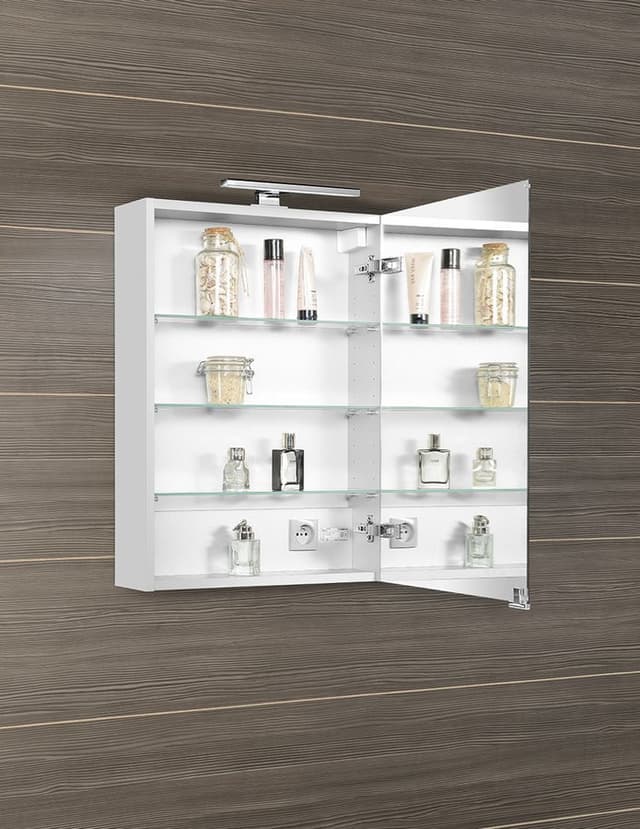 MIRRÓ szafka z lustrem, oświetlenie LED, 50x70x16cm, lewa/prawa, biała