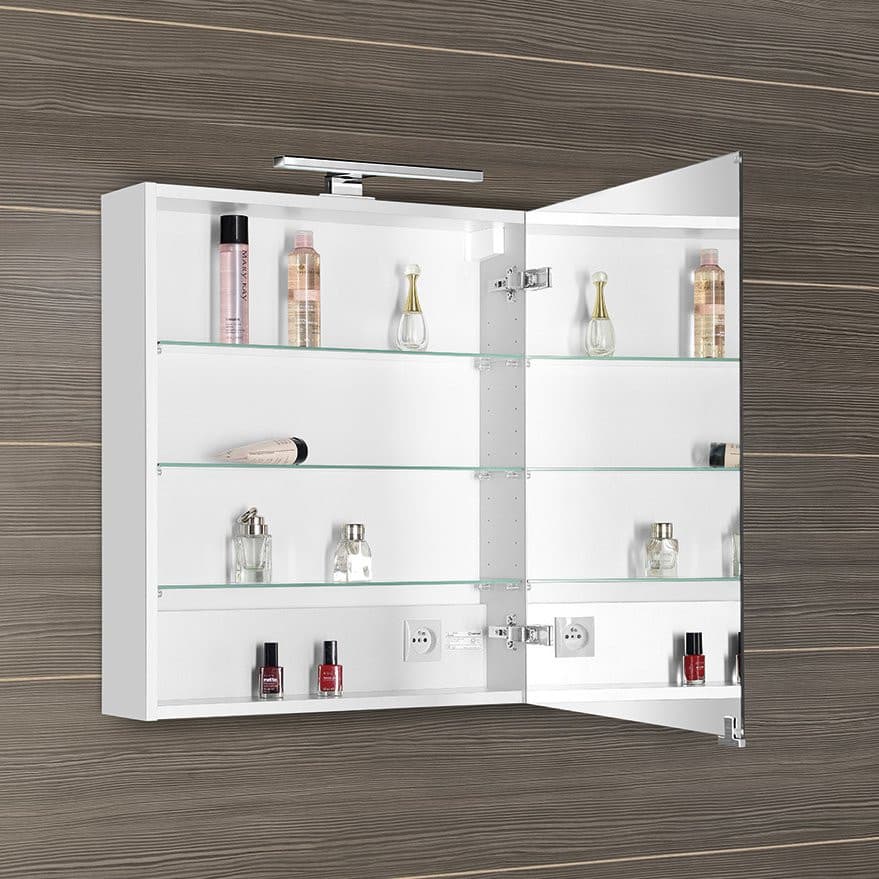 MIRRÓ szafka z lustrem, oświetlenie LED, 60x70x16cm, lewa/prawa, biała