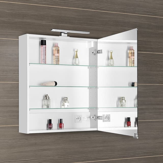 MIRRÓ szafka z lustrem, oświetlenie LED, 60x70x16cm, lewa/prawa, biała