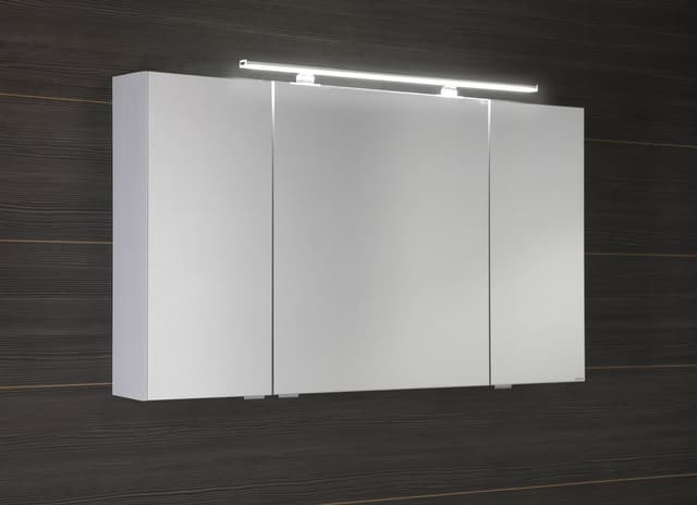 MIRRÓ szafka z lustrem, oświetlenie LED, 3 drzwiczki, 120x70x16cm, biała