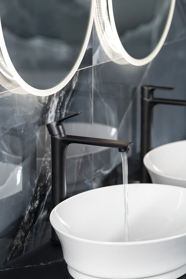 PAX bateria umywalkowa wysoka z przedłużoną wylewką, czarny mat