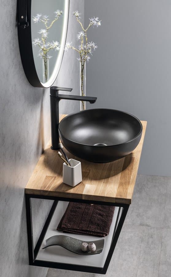 PAX bateria umywalkowa wysoka z przedłużoną wylewką, czarny mat