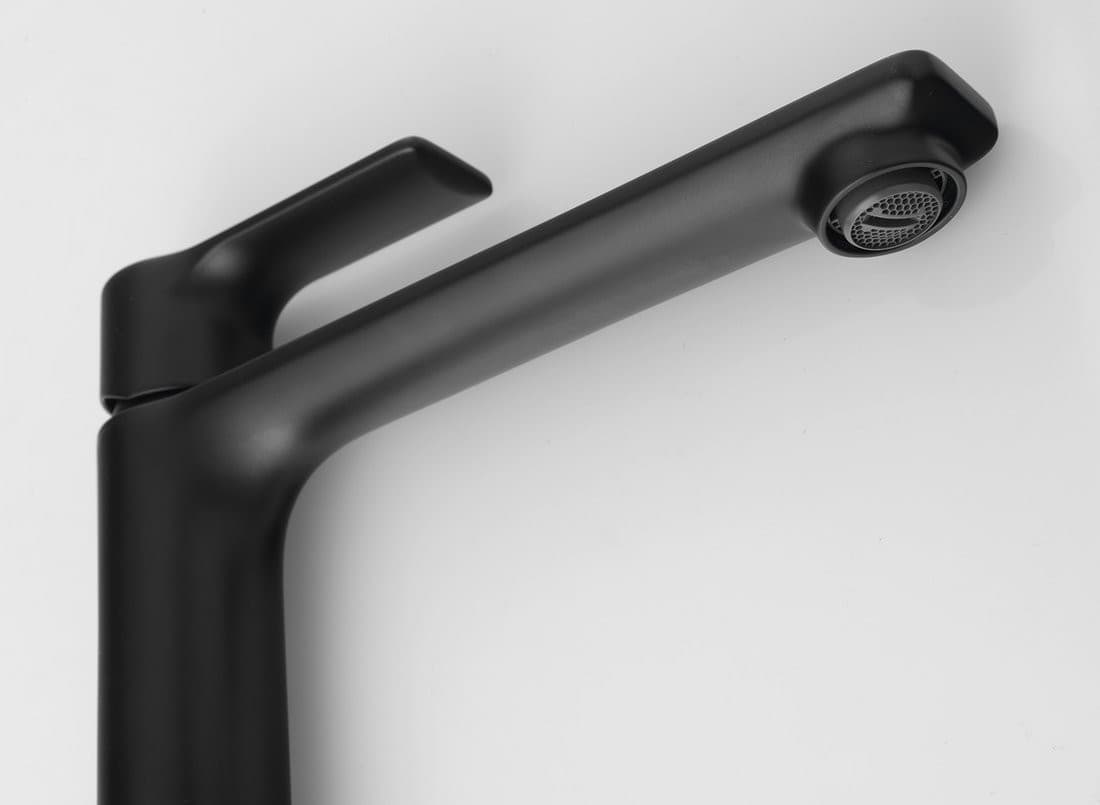 PAX bateria umywalkowa wysoka z przedłużoną wylewką, czarny mat