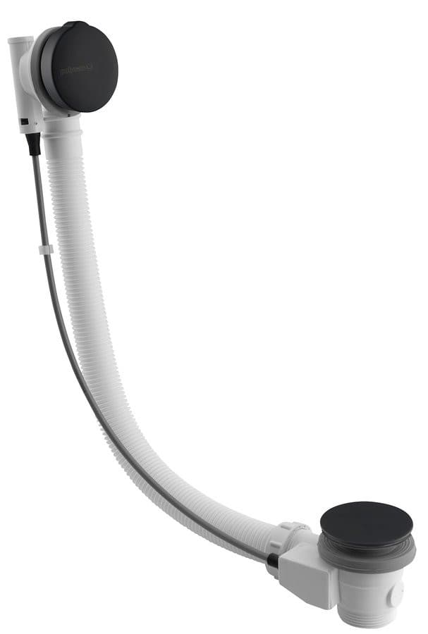 Zestaw odpływowy z korkiem automatycznym, długość 775mm, korek 72mm, czarny mat
