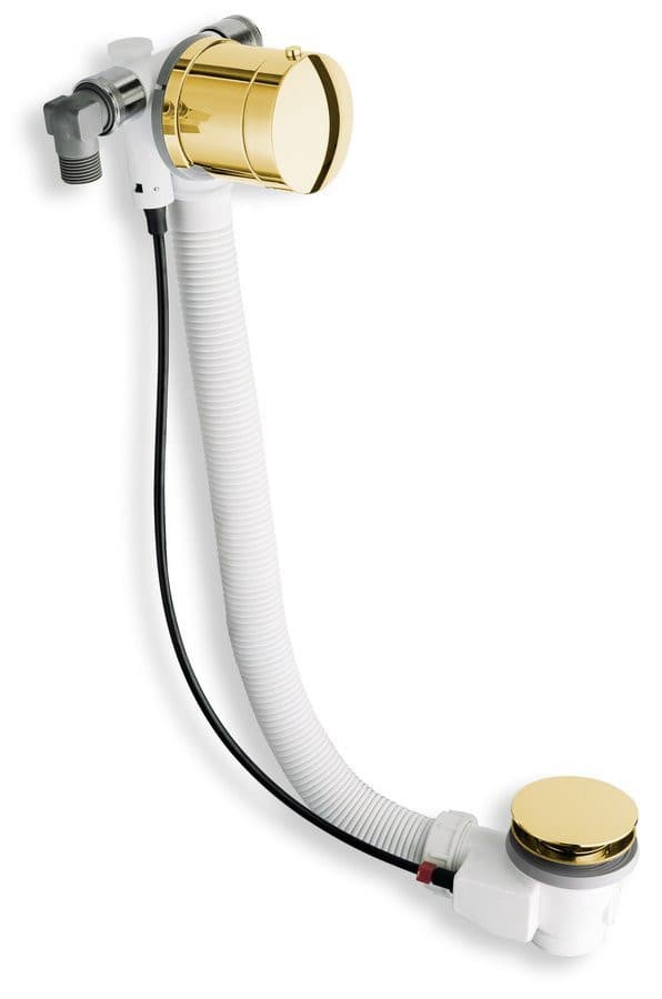 Zestaw odpływowy z napełnianiem, długość 775mm, korek automatyczny 72mm, złoty