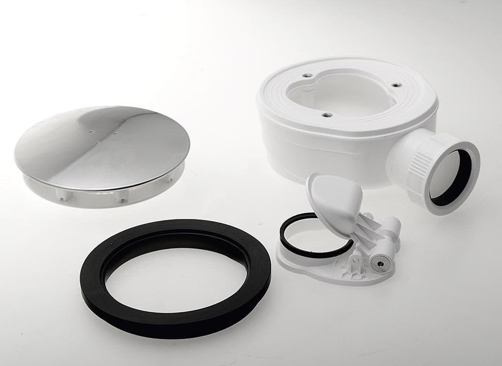 Syfon do brodzików, średnica 90mm, DN40, extra niski, korek stal nierdzewna polerowana