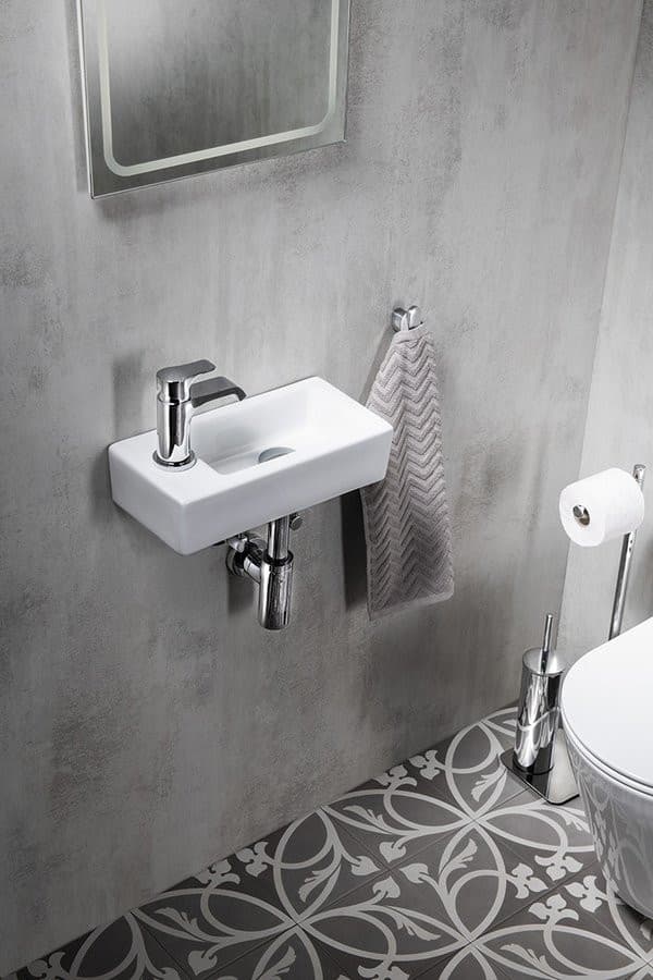 ZOE umywalka ceramiczna 37x18 cm, otwór na baterię z lewej strony