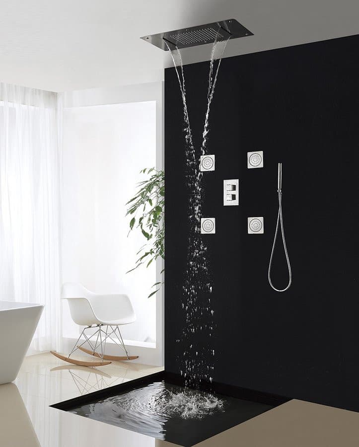 Deszczownia sufitowa, 2xkaskada, 700x380mm, stal nierdzewna polerowana