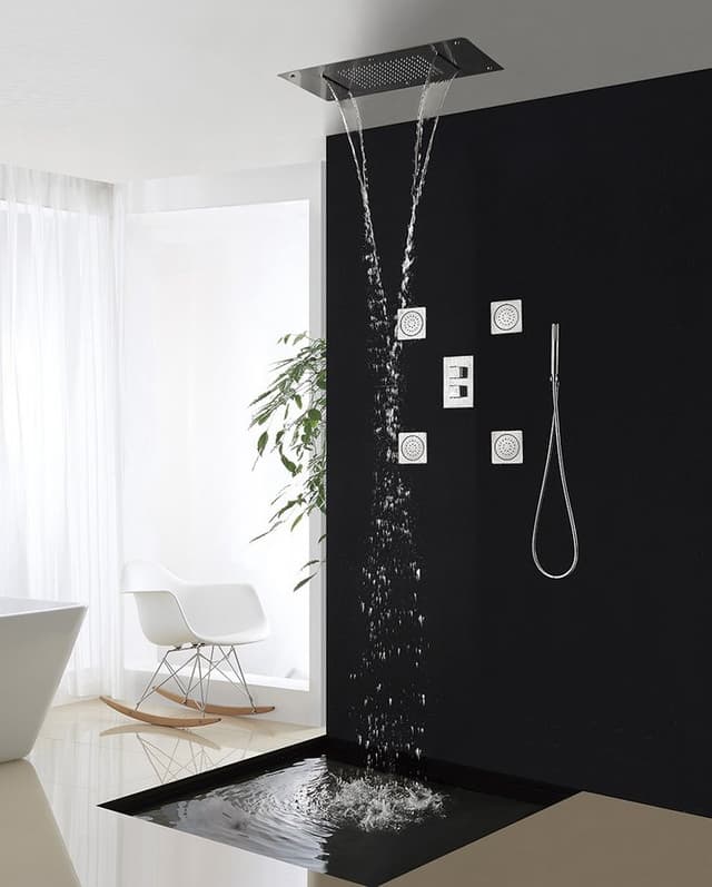 Deszczownia sufitowa, 2xkaskada, 700x380mm, stal nierdzewna polerowana