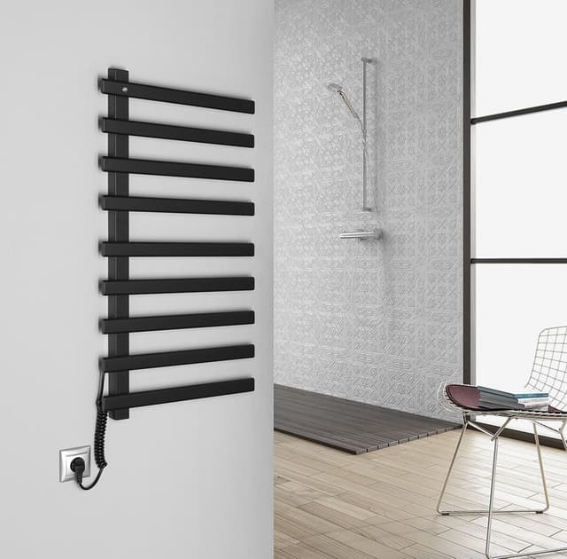 ELCOR elektryczna suszarka na ręczniki 480x920x50 mm, 128 W, czarny mat