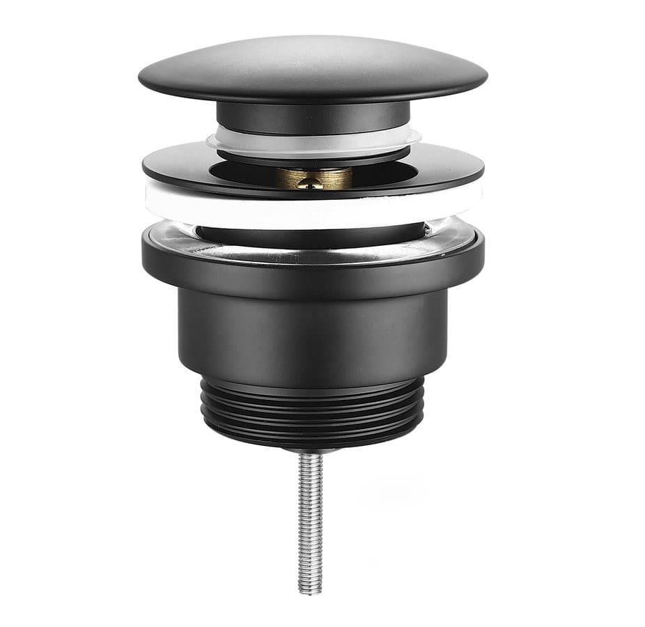 Odpływ umywalkowy 5/4”, klik-klak, duży korek, 10-55mm, czarny mat