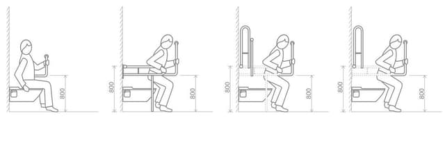 HANDICAP poręcz ścienna lewa 810x550mm, stal nierdzewna polerowana