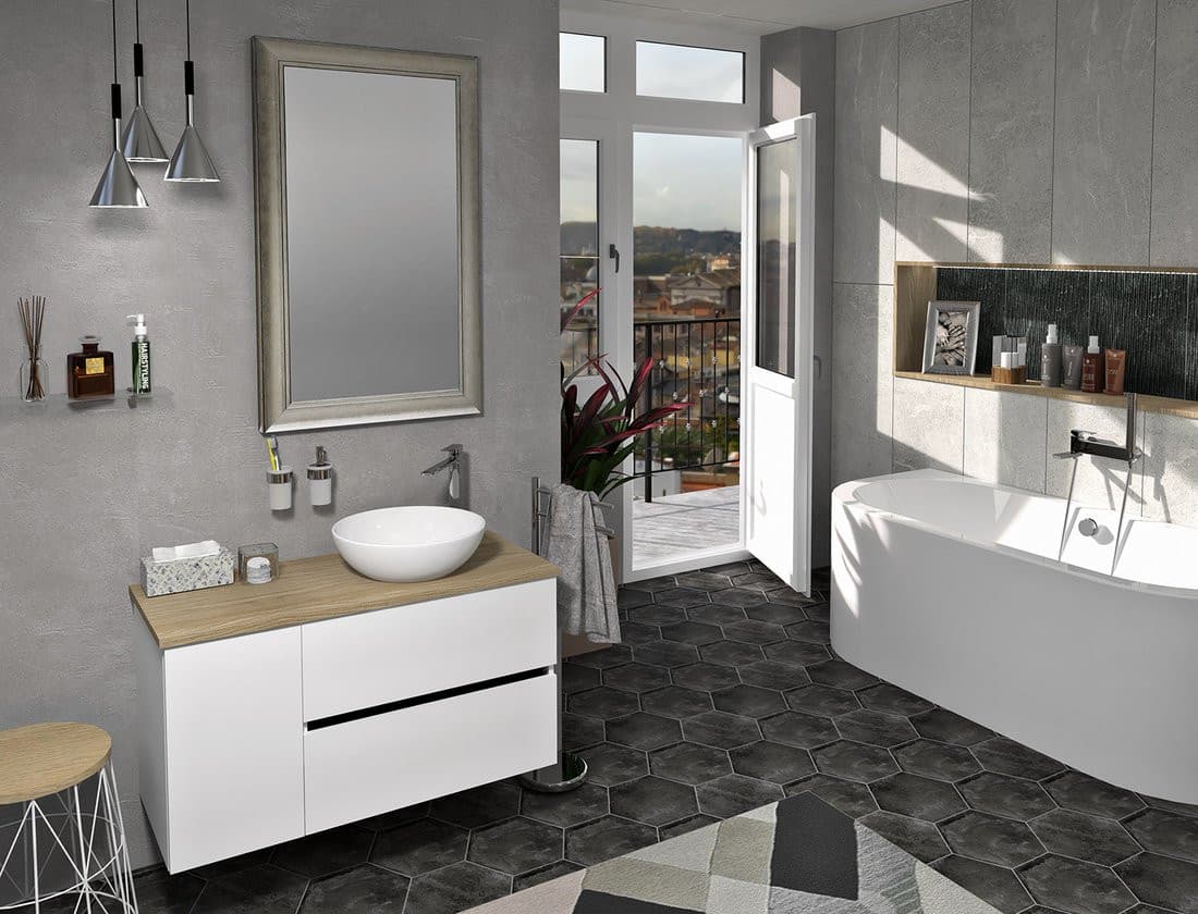 ODETTA szafka wisząca dolna 30x50x43,5cm, prawa/lewa, biały połysk