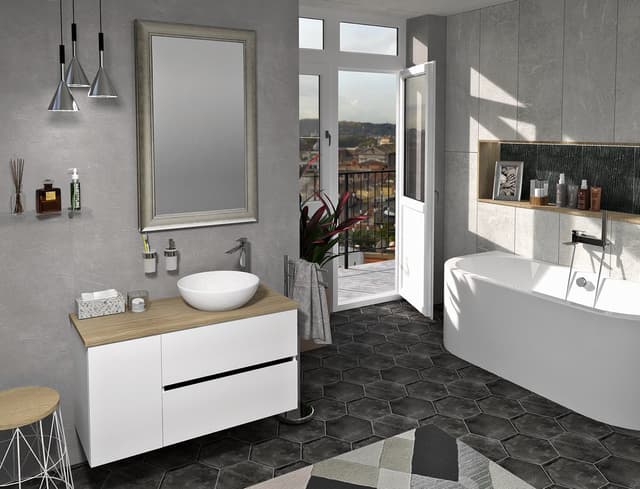 ODETTA szafka wisząca dolna 30x50x43,5cm, prawa/lewa, dąb srebrny