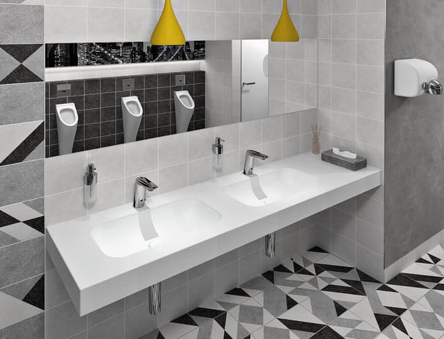 EMICO umywalka podwójna lewa, 220x50 cm, wersja L, Rockstone biały mat