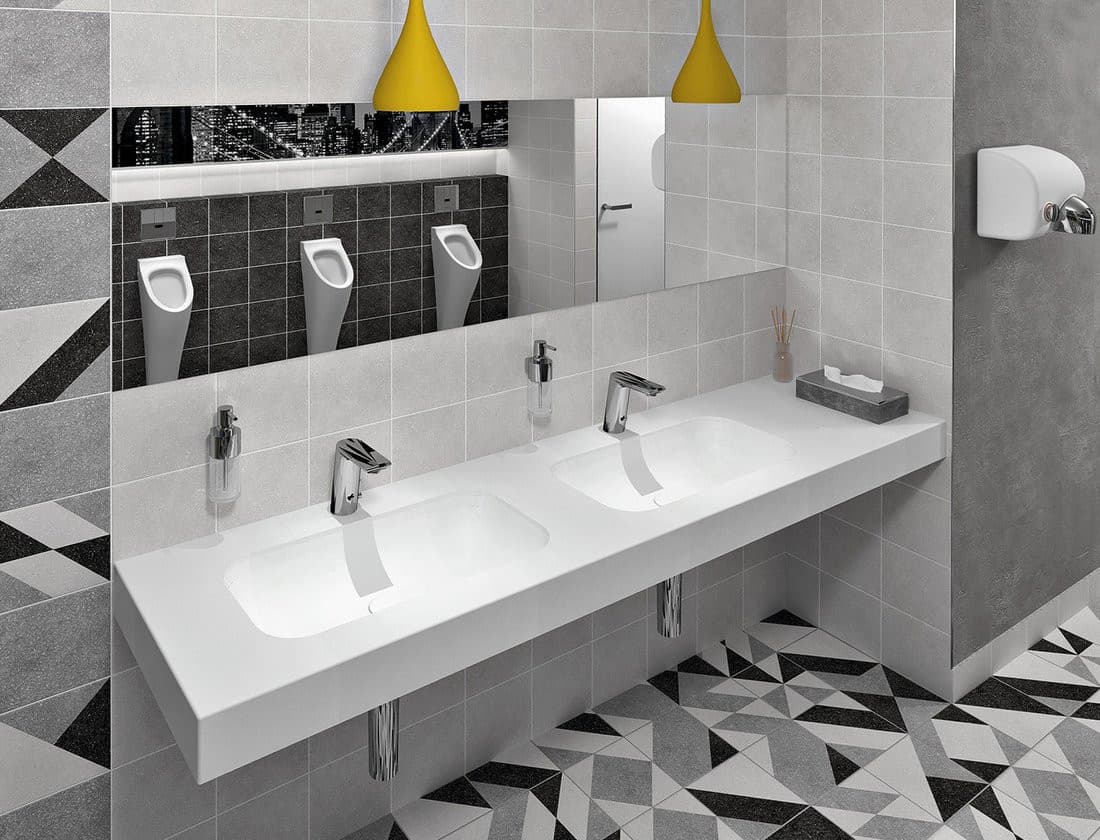 EMICO umywalka podwójna lewa, 250x50 cm, wersja L, Rockstone biały mat