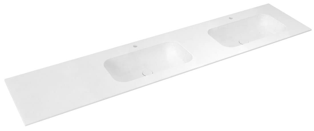 ARUBA umywalka podwójna prawa, 220x51,5 cm, Rockstone biały mat