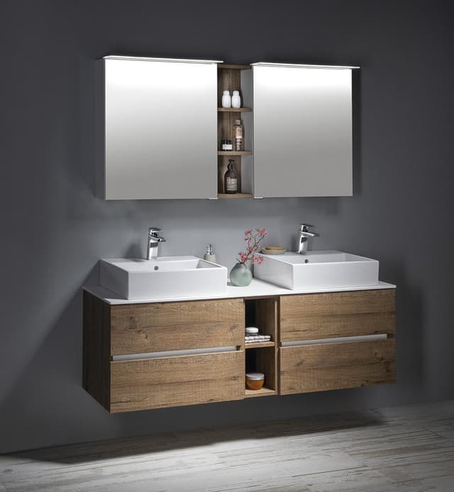 LINEX szafka z lustrem, oświetlenie LED, 60x70x15cm, lewa/prawa, sosna rustykalna