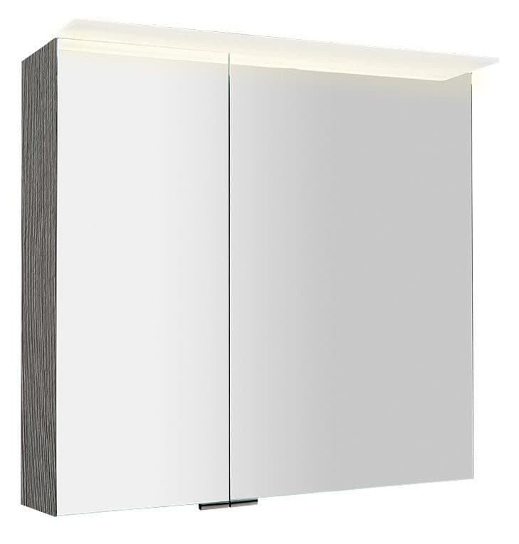 LINEX szafka z lustrem,oświetlenie LED, 80x70x15cm, dąb srebrny