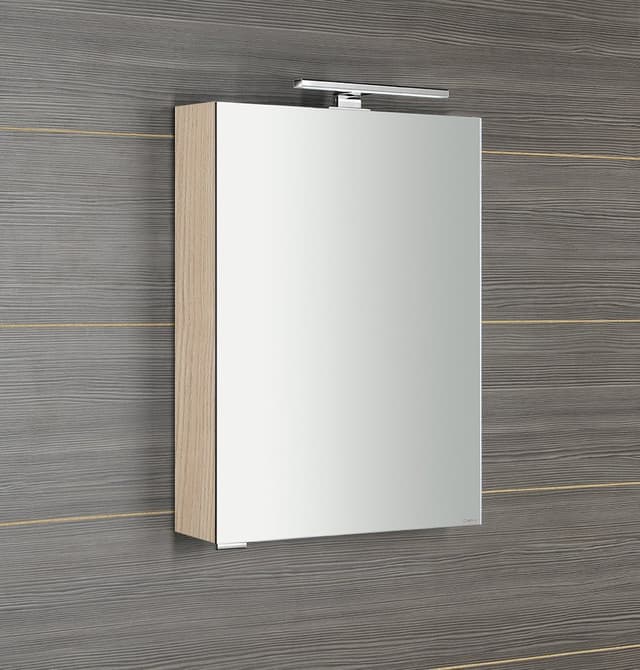 MIRRÓ szafka z lustrem, oświetlenie LED, 50x70x16cm, lewa/prawa, wiąz Bardini