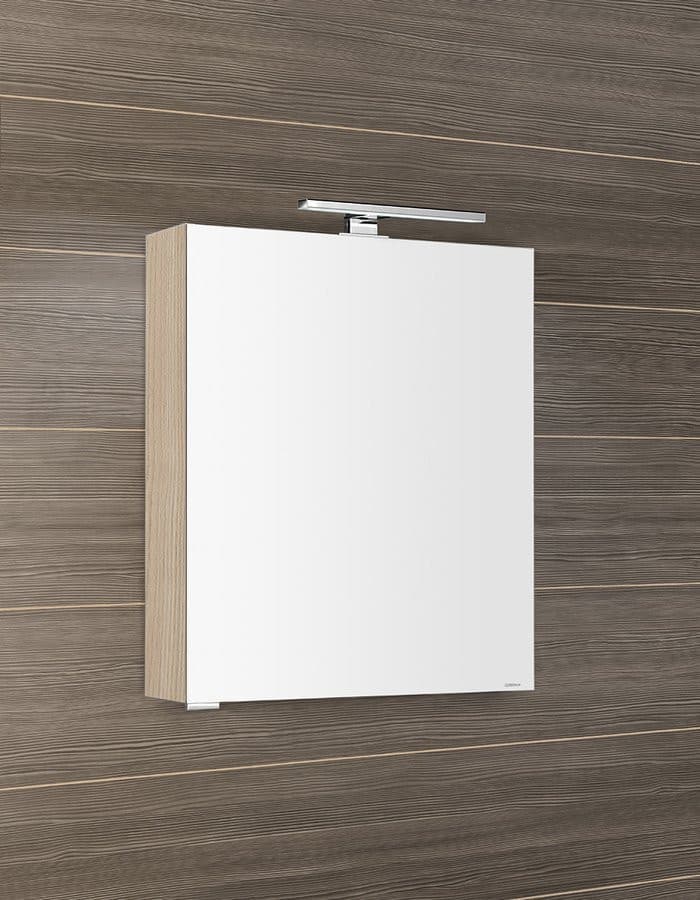 MIRRÓ szafka z lustrem, oświetlenie LED, 60x70x16cm, lewa/prawa, wiąz Bardini