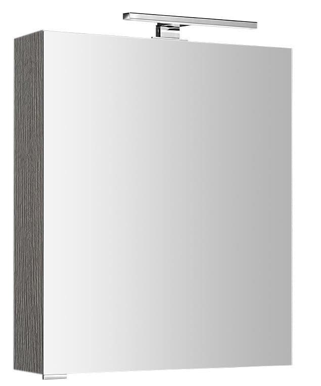 MIRRÓ szafka z lustrem, oświetlenie LED, 60x70x16cm, lewa/prawa, dąb srebrny