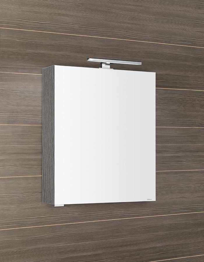 MIRRÓ szafka z lustrem, oświetlenie LED, 60x70x16cm, lewa/prawa, dąb srebrny