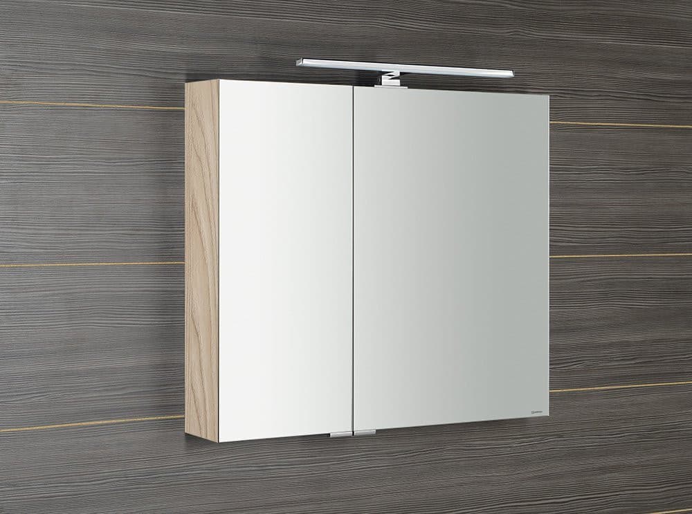 MIRRÓ szafka z lustrem z oświetleniem LED, 80x70x16cm, wiąz Bardini