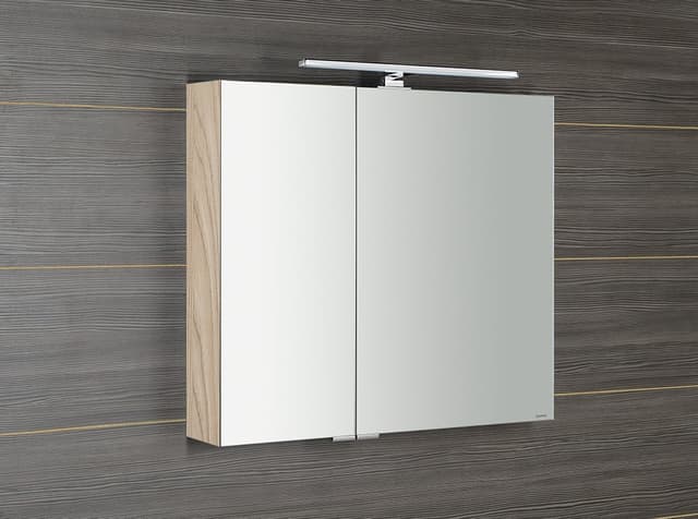 MIRRÓ szafka z lustrem z oświetleniem LED, 80x70x16cm, wiąz Bardini