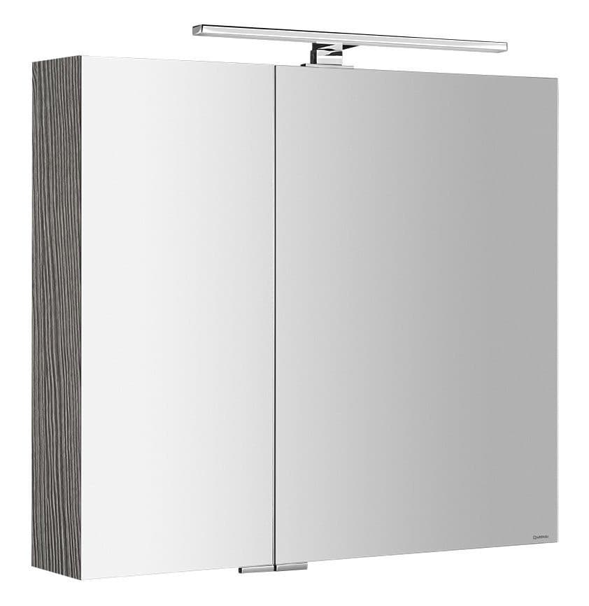 MIRRÓ szafka z lustrem z oświetleniem LED, 80x70x16cm, dąb srebrny