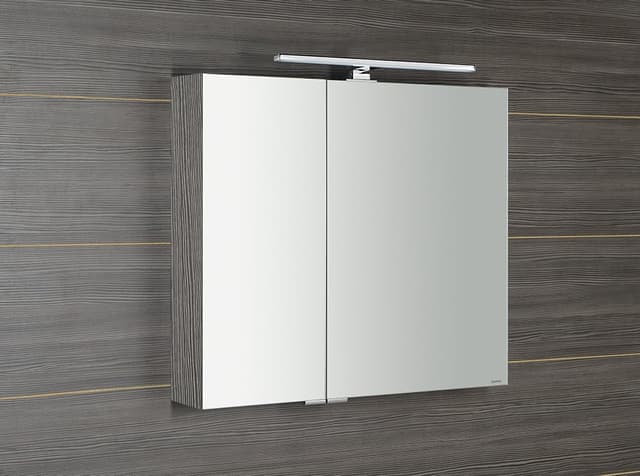 MIRRÓ szafka z lustrem z oświetleniem LED, 80x70x16cm, dąb srebrny