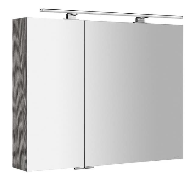 MIRRÓ szafka z lustrem z oświetleniem LED, 90x70x16cm, dąb srebrny