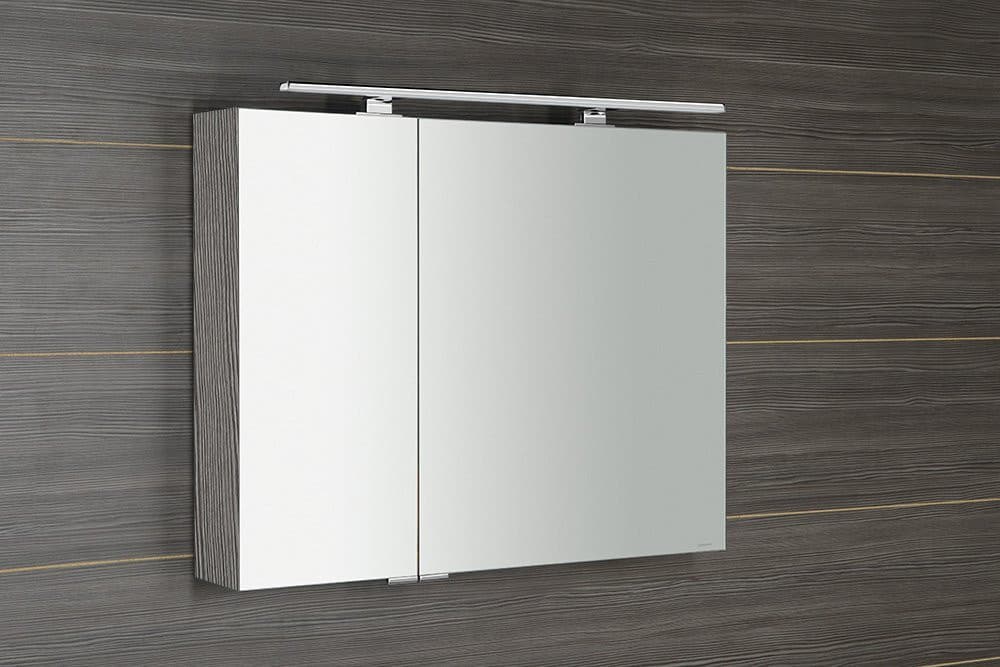 MIRRÓ szafka z lustrem z oświetleniem LED, 90x70x16cm, dąb srebrny