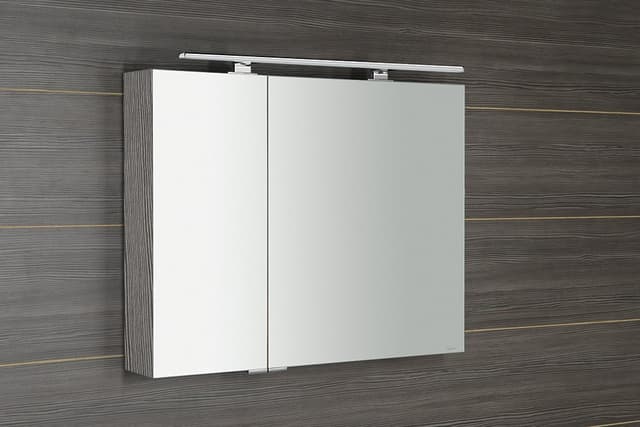 MIRRÓ szafka z lustrem z oświetleniem LED, 90x70x16cm, dąb srebrny