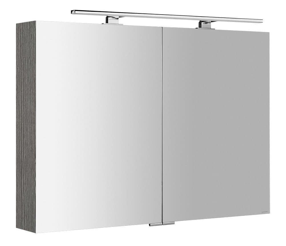 MIRRÓ szafka z lustrem z oświetleniem LED, 100x70x16cm, dąb srebrny