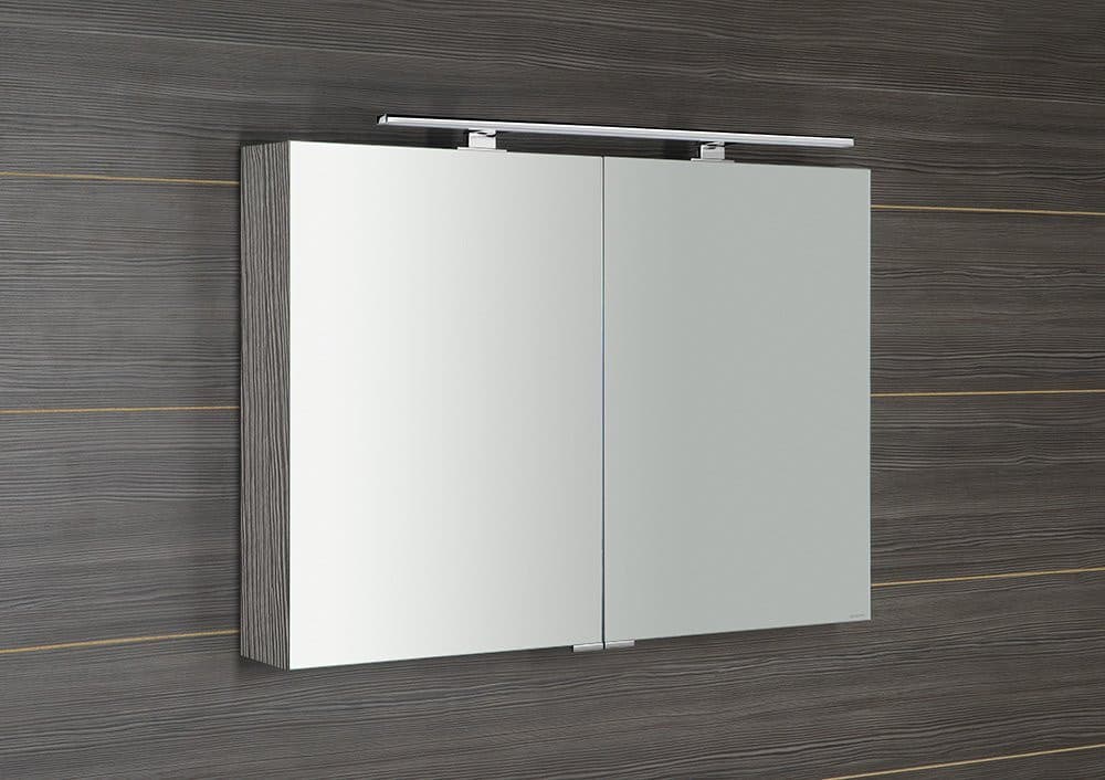 MIRRÓ szafka z lustrem z oświetleniem LED, 100x70x16cm, dąb srebrny